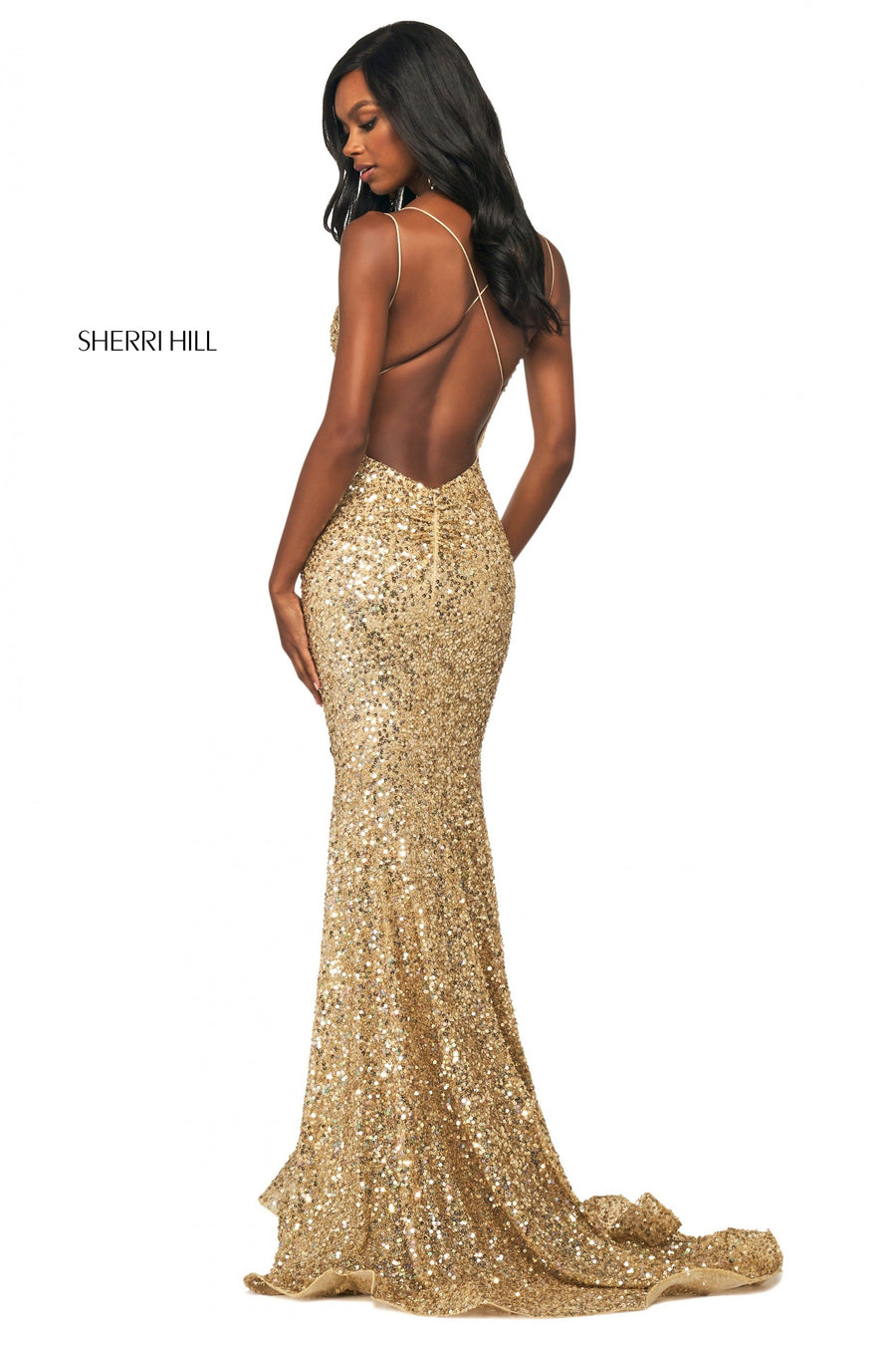 Sherri Hill style 53817 in silver, Sequin Column Dress
