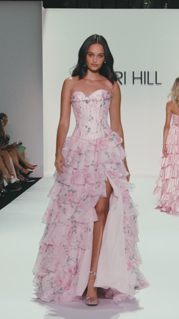 Sherri Hill style 57996 in pink/multi print