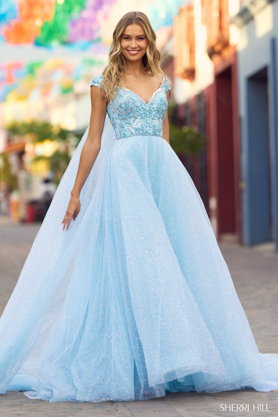 Sherri Hill style 55451 in ivory, Sweetheart Beaded Neckline Ballgown