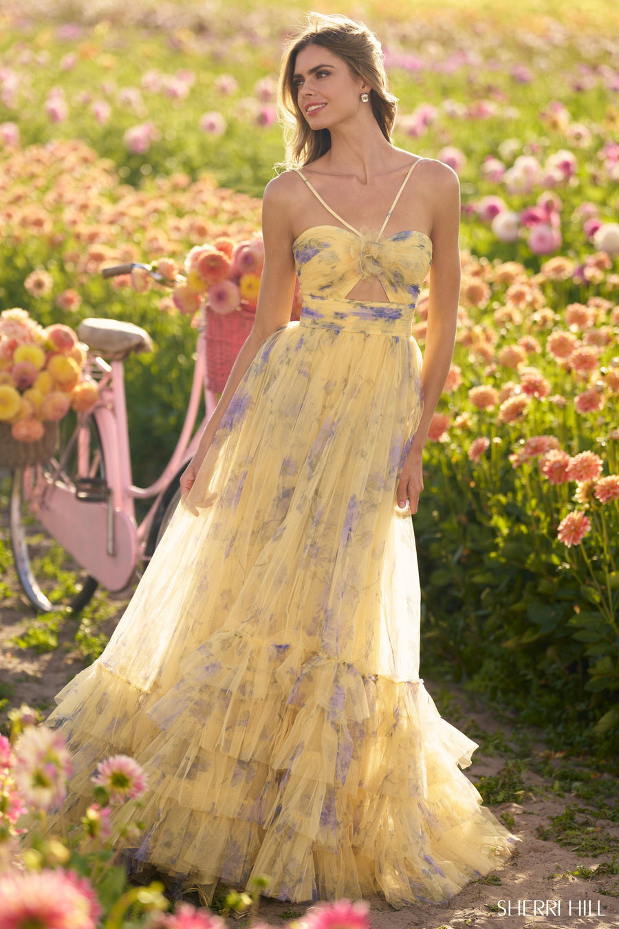Sherri Hill style 56279 in yellow print