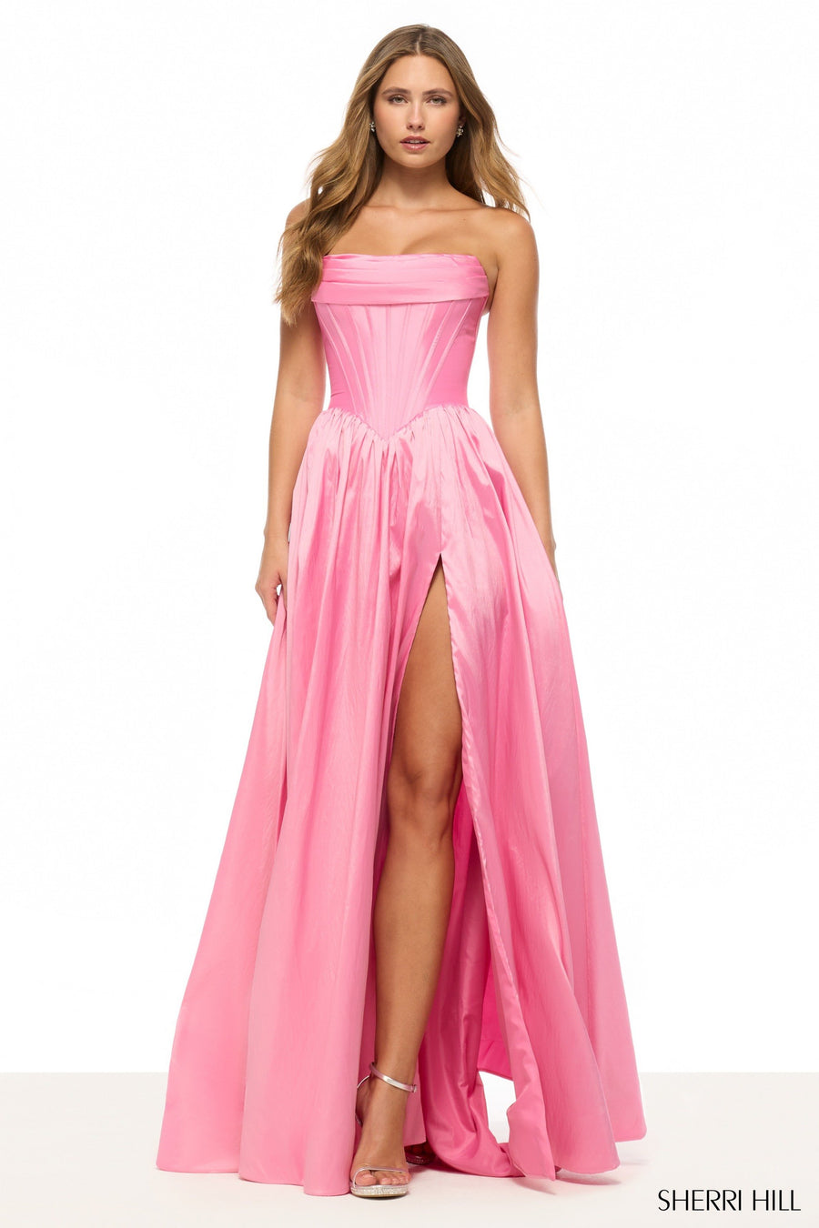 Sherri Hill style 57870 in navy, Strapless A-Line Gown
