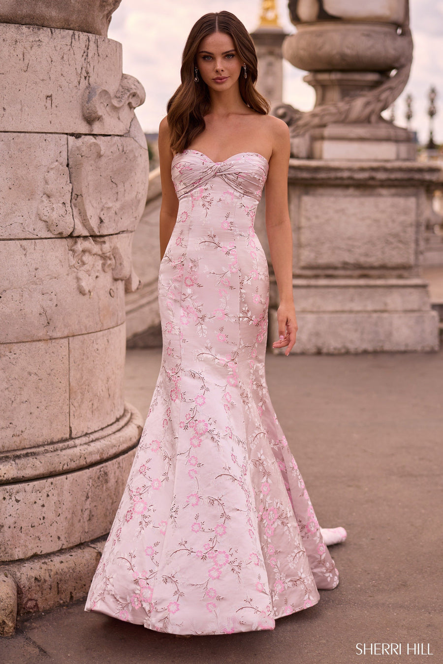 Sherri Hill style 57751 in blush, Gown in Brocade
