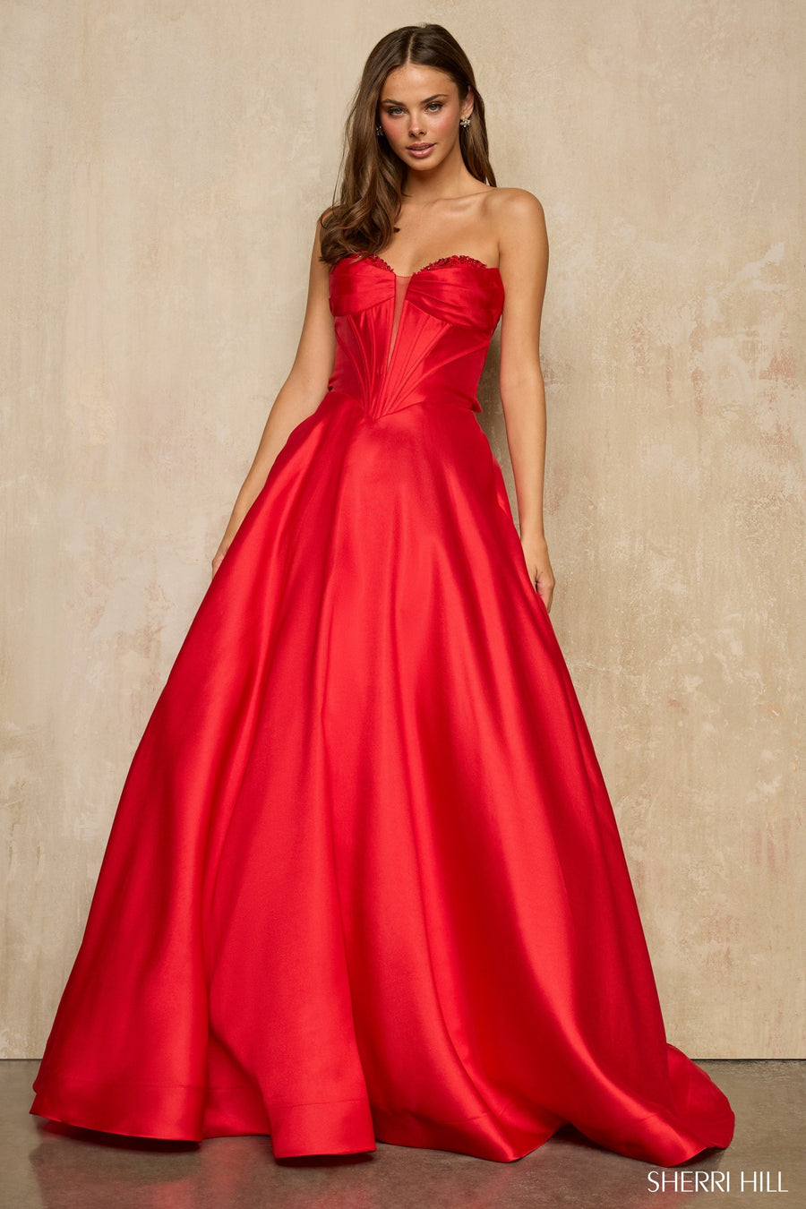 Sherri Hill style 57704 in light blue, Strapless V Neck Ballgown