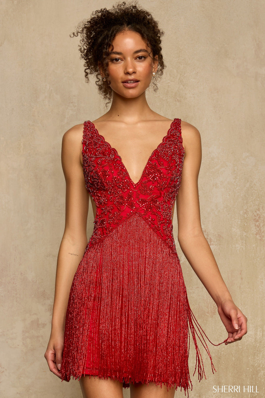 Sherri Hill style 67070 in peacock, Fully Beaded Cocktail Dress