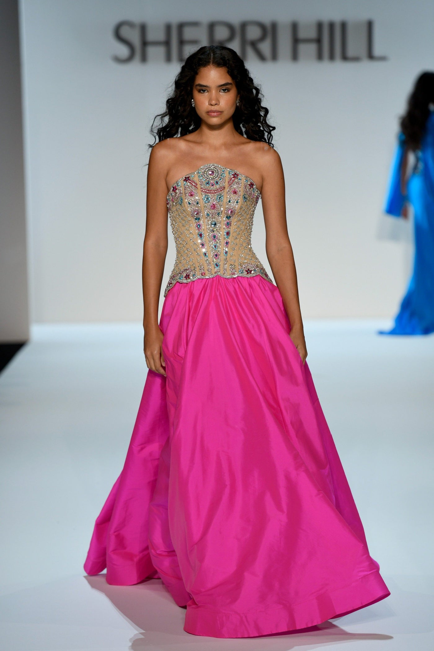Sherri Hill 67325 A-line beaded corset taffeta gown