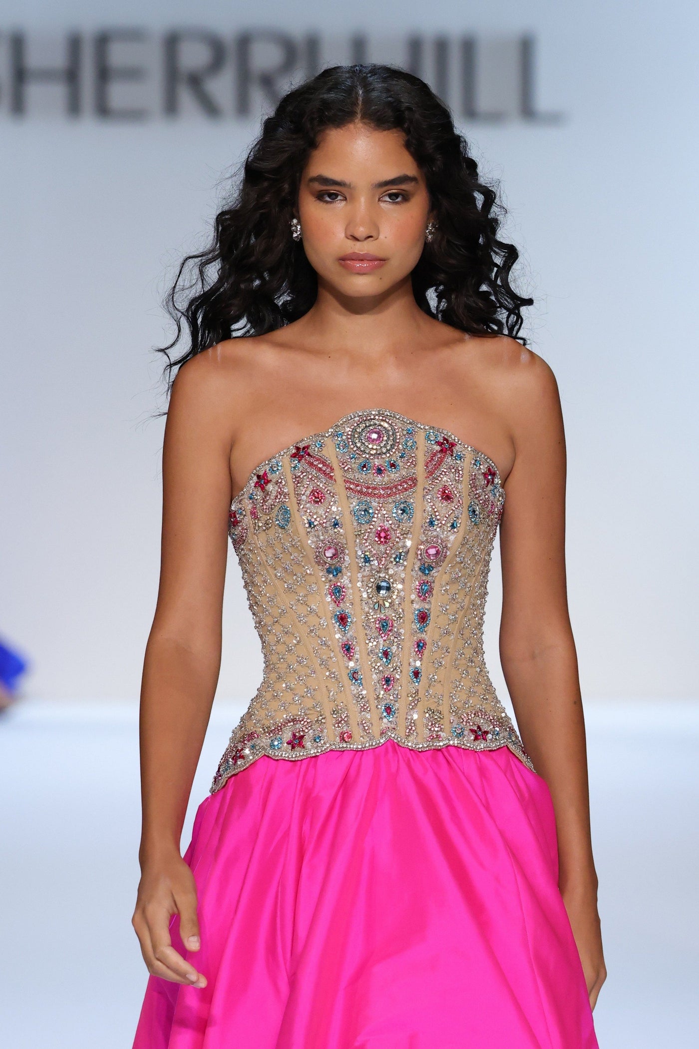 Sherri Hill 67325 A-line beaded corset taffeta gown