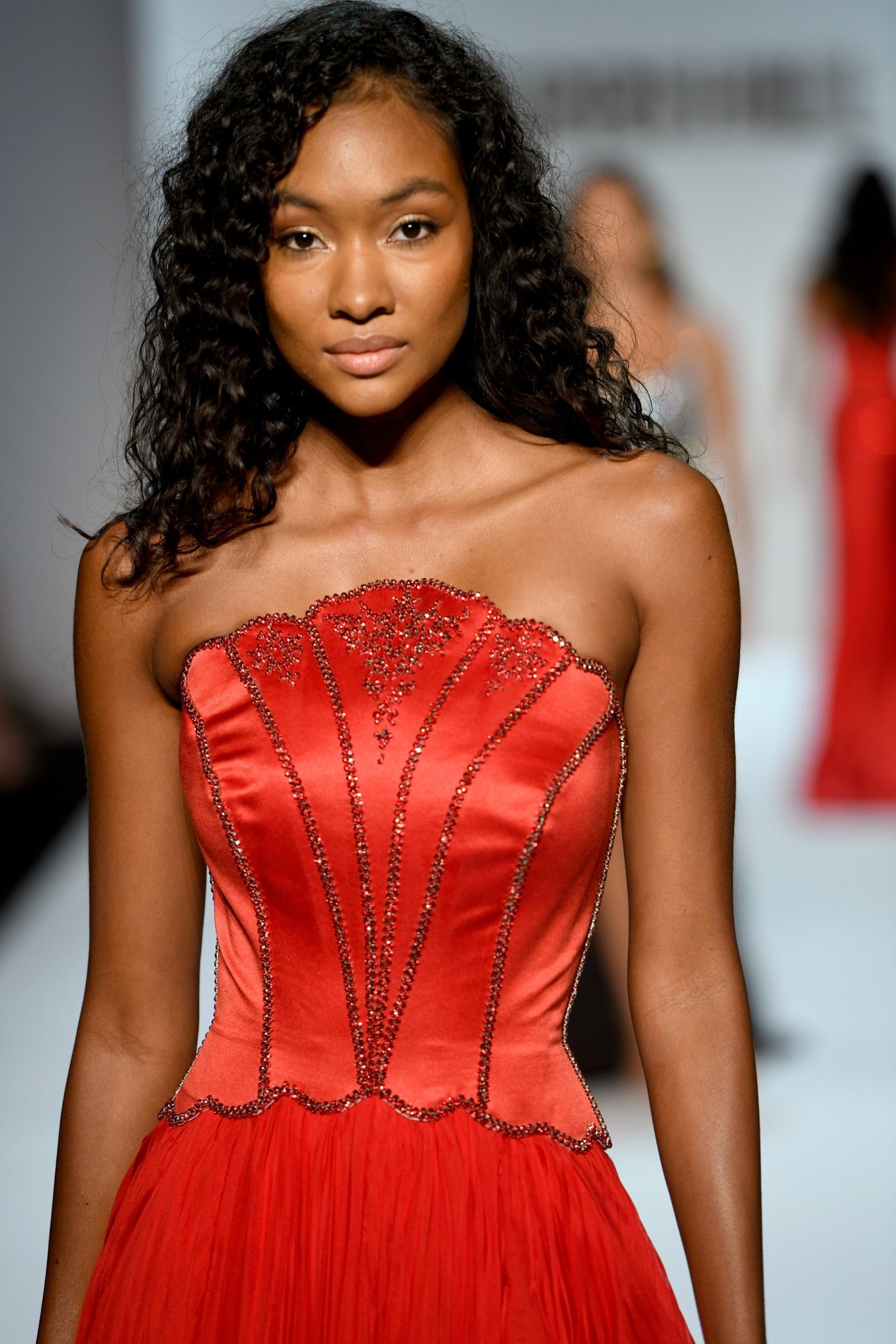 Sherri Hill 46703 strapless corset gown with chiffon skirt