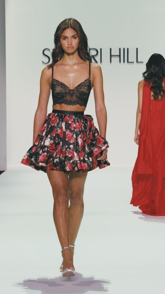 Sherri Hill style 58001 in black/red print, Two-piece Cocktail Dress