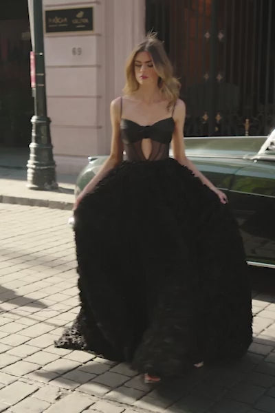 Sherri Hill style 56701 in black/nude, A-Line Gown
