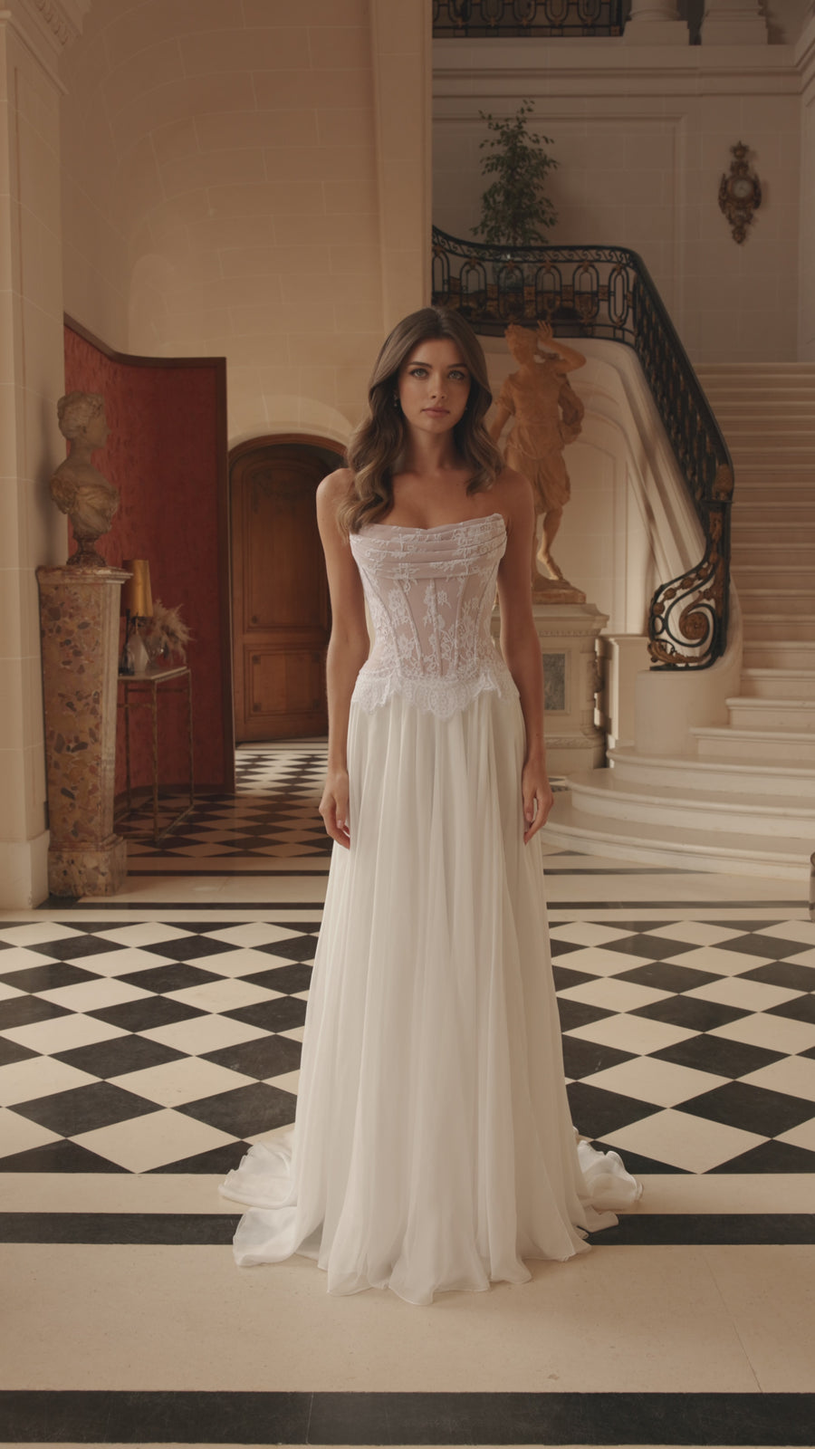 Sherri Hill style 58248 in ivory/nude, Strapless A-Line Gown