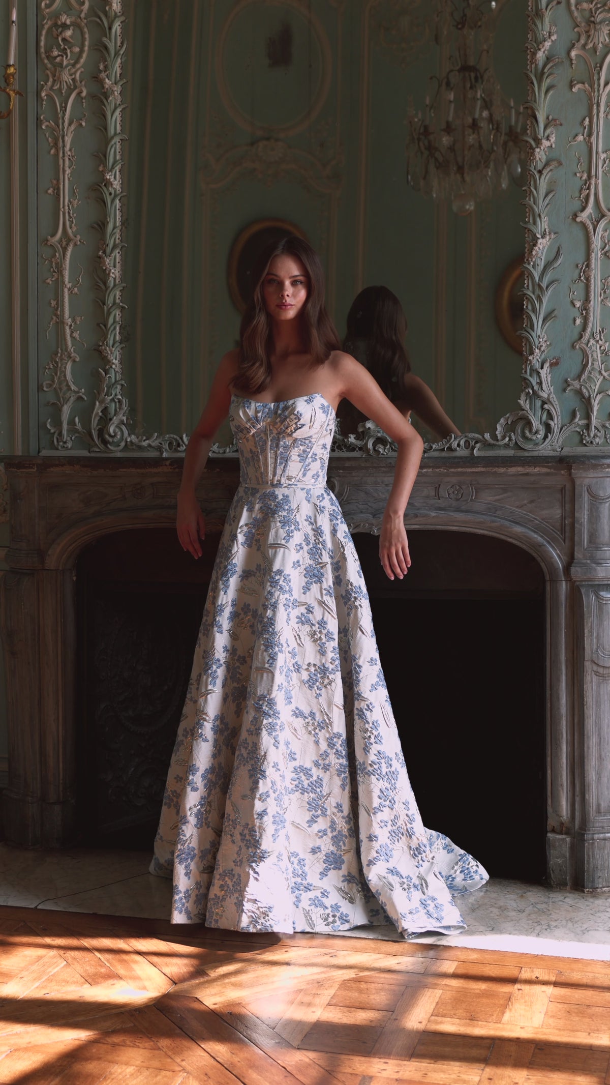 Sherri Hill 57755 strapless brocade gown video