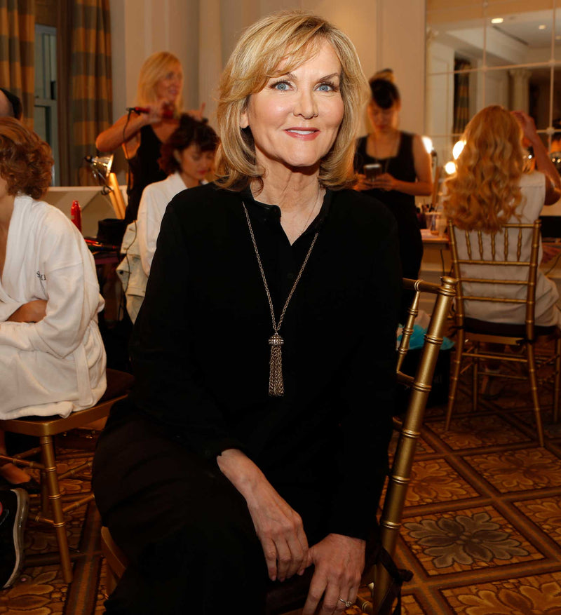 Designer Sherri Hill photographed backstage at New York Fashion Week