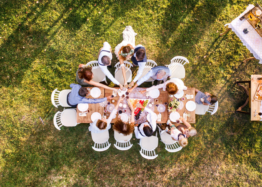 A small backyard wedding reception.